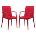 Kd Americana 35 x 16 in. Weave Mace Indoor & Outdoor Chair with Arms, Red, 2PK KD3036431